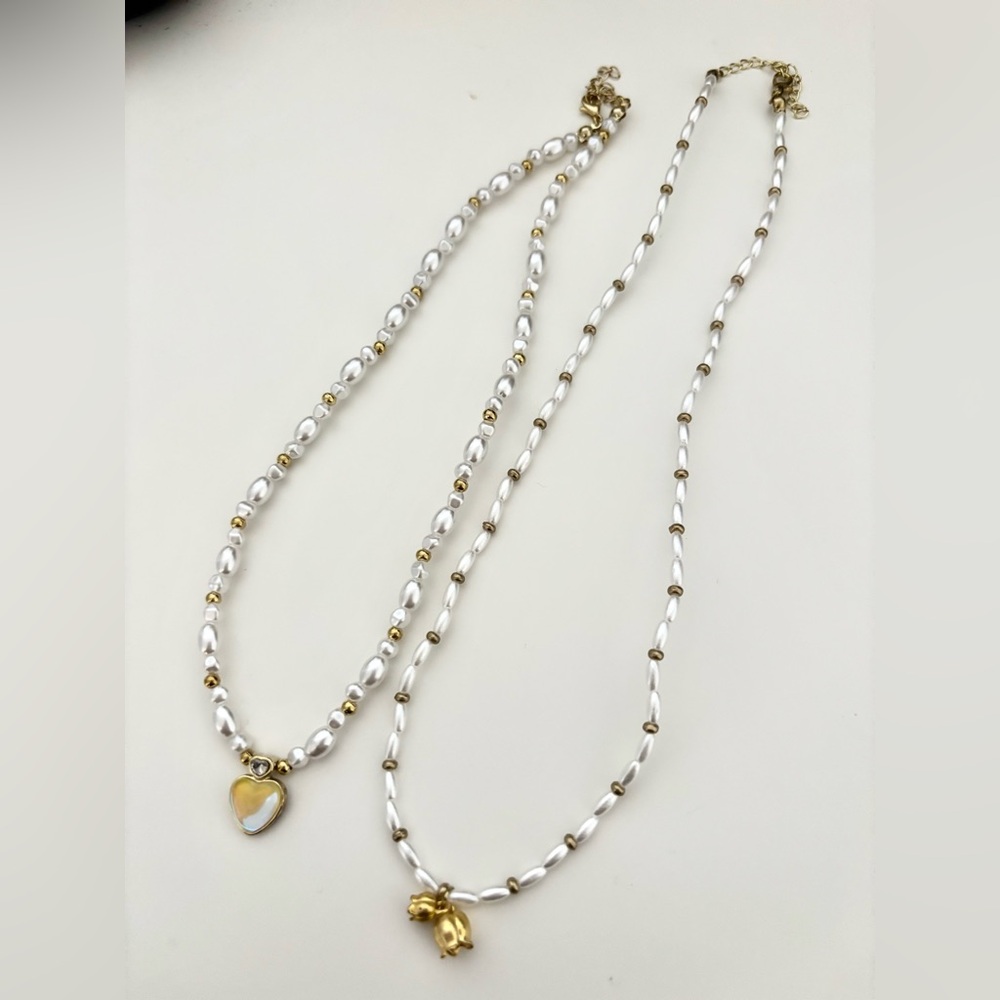White beaded necklace with gold accents #boho #fairy